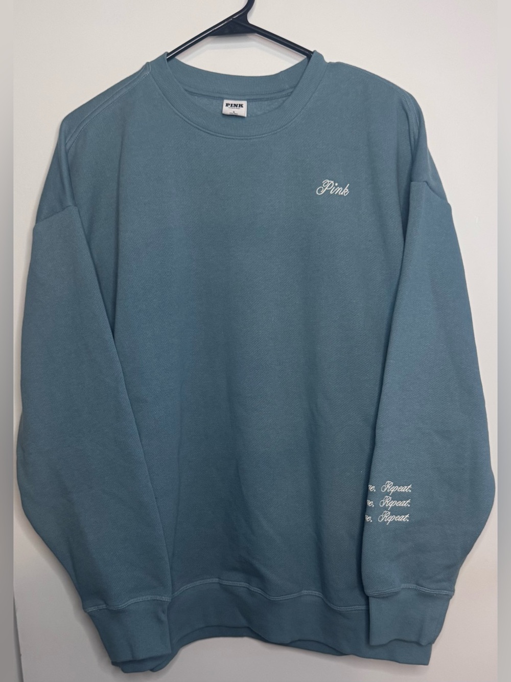 PINK Victoria’s Secret Crewneck Sweatshirt in Dusty Teal NWT Size Medium